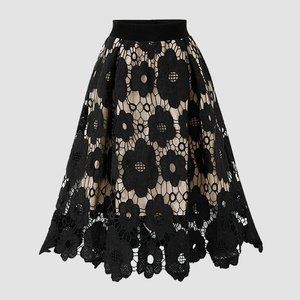 Passion of Essence Black Floral Lace Mini Skirt